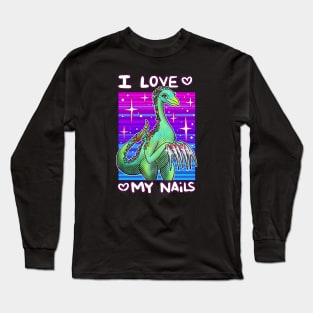 I Love My Nails Dinosaur Long Sleeve T-Shirt